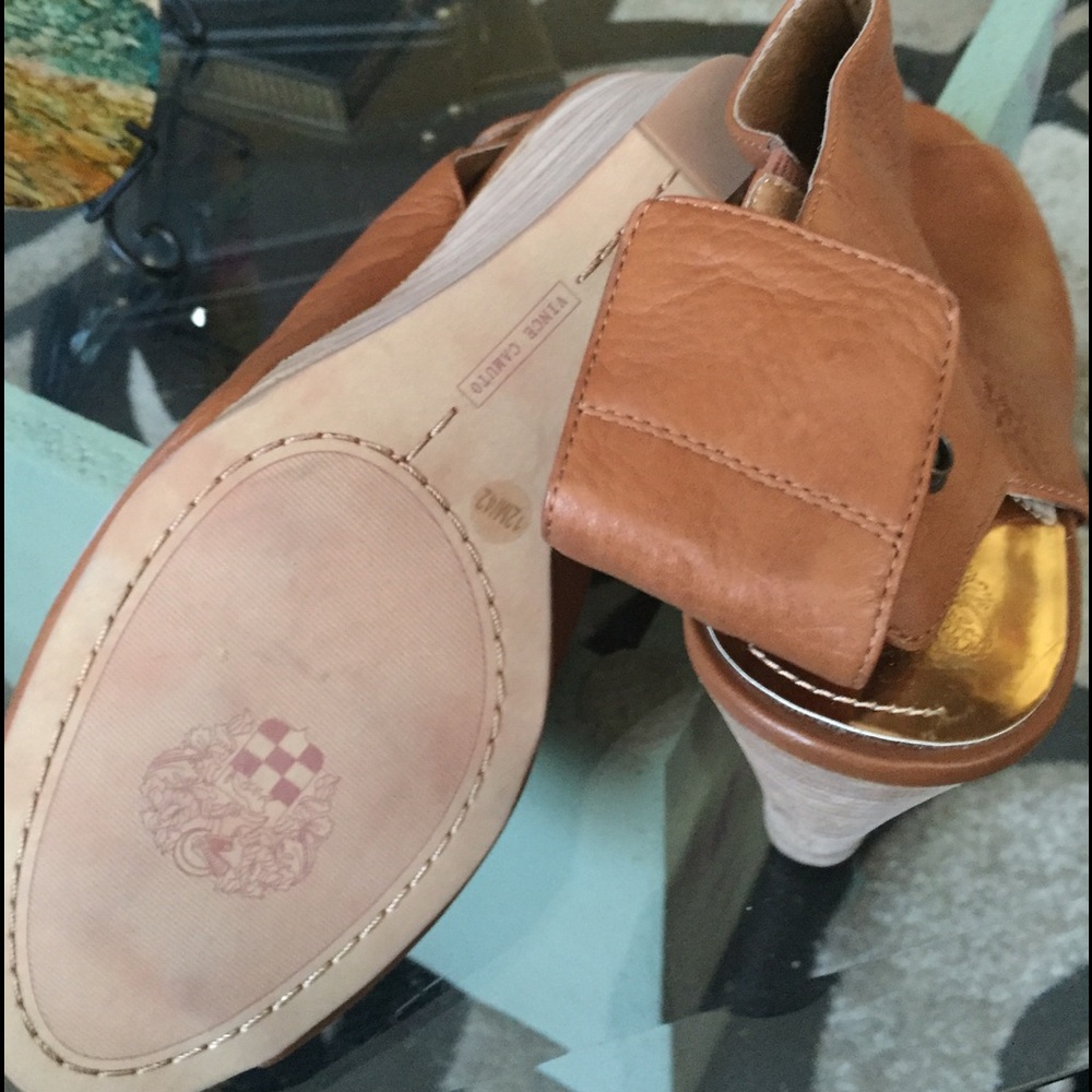 Women's Tan Leather Wedge Sandals